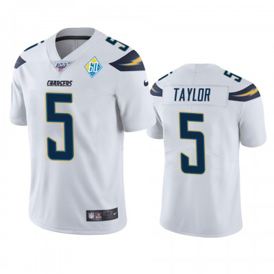 Los Angeles Los Angeles Chargers #5 Tyrod Taylor White 60th Anniversary Vapor Limited NFL Jersey Men's
